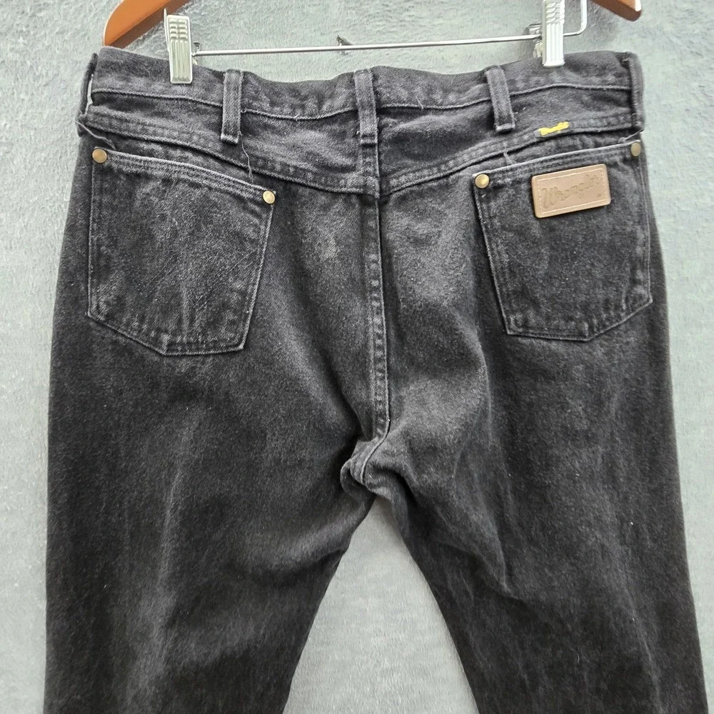 VINTAGE Wrangler Men Jeans 36X30 Black Denim 13MWZWK Cowboy Cut Original 90s USA